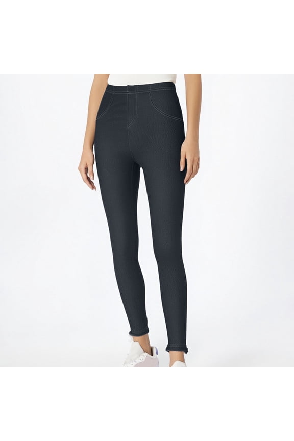 Jeggings for Women Jeans-Style Women's Jeggings on Sale Slim Fit Thick Mock Pocket Styling Solid Color Tight Leggings (Women's Or Women's Plus)