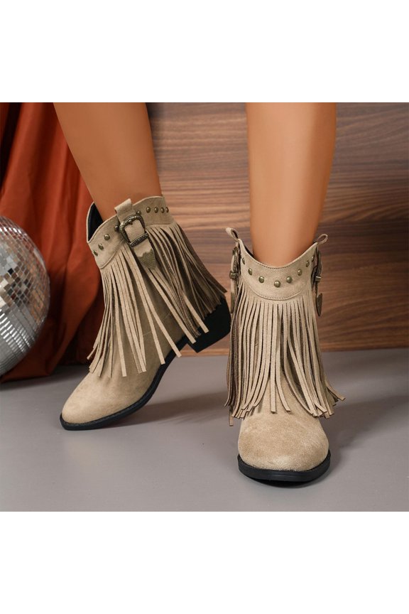 Ladies Boots Ankle Thick Sole Round Toe Winter Boots