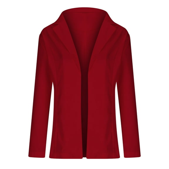 Tawop Ladies Cardigans Autumn Professional Long Sleeve Suit Lapel Solid Colour Small Tops Cardigan Suit Red Xl