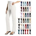 thumbnail image 1 of Tawop Ladies Pants Dress Pants Women Elastic Waist Pull on with Pockets Straight Trousers White Xl, 1 of 9