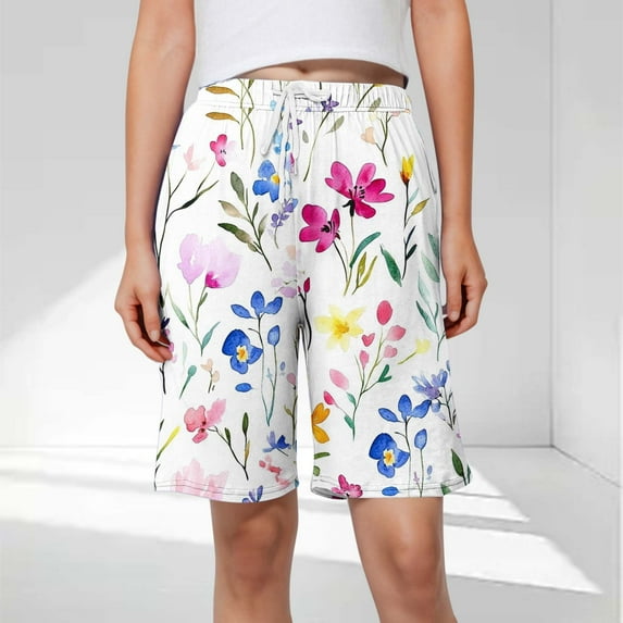 Tawop Ladies Shorts ,Shorts Women Drawstring Pockets Elastic Waist Loungewear S