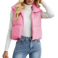 thumbnail image 1 of Tawop Ladies Vests Puffer Vest Cropped Quilted Vest Hoodless Winter Pink Vest L, 1 of 6