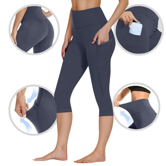 Tawop Leggings with Pockets Yoga Capri Pants for Women Athletic Butt Lifting Leggings Fitness Leggings Womens Capris L