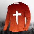 thumbnail image 1 of Tawop Long Sleeve Shirts for Men Crew Neck Pullover Graphic Gradient Casual Red 2XL, 1 of 3