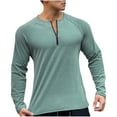 thumbnail image 1 of Tawop Long Sleeve Shirts for Men Crew Neck Solid Zip Green 2XL, 1 of 3