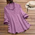 thumbnail image 1 of Tawop Long Sleeve Shirts for Women V-Neck Lapel Collar,Purple,Size S, 1 of 7