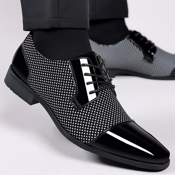 Tawop Men Dress Shoes Clearance Faux Leather Casual Comfy Fashion Pointy Toe Gray Size:8