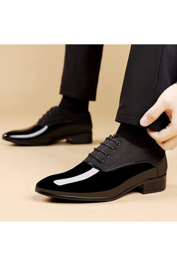 Men Dress Shoes Faux Leather Casual Dress Shoes British Fashion Business Soft Sole Black Size:6.5