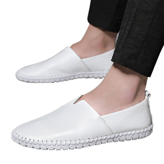 Tawop Men Dress Shoes Clearance Faux Leather Casual Loafer White Size:7