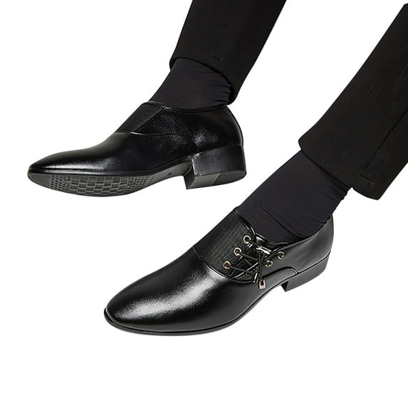 Tawop Men Dress Shoes Faux Leather Casual Suede Blue Size:11