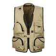 thumbnail image 1 of Tawop Men Jacket Cargo Vest Sleeveless Multi Pockets Outdoor Photographer Sports Solid Mens Clothing,Khaki,3XL, 1 of 3