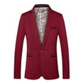 thumbnail image 1 of Tawop Men Jacket Dressy Coats Suit Long Sleeve Mid-Length Easy Care Wine L, 1 of 8
