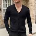 thumbnail image 1 of Tawop Men Jacket Long Sleeve Hoodless Casual Knit Sweaters Solid Mens Clothes,Black,L, 1 of 7