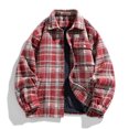 thumbnail image 1 of Tawop Men Jacket Long Sleeve Hoodless Casual Plaid Fall Jackets for Men,Red,3XL, 1 of 4