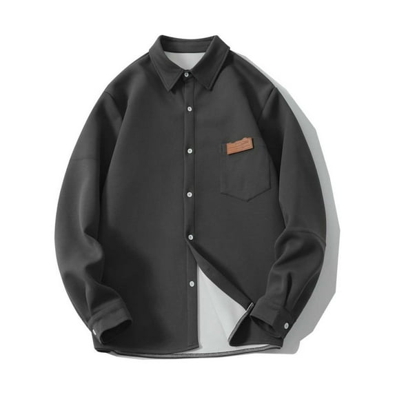 Tawop Men Jacket Long Sleeve Hoodless Casual Solid Mens Clothing,Dark Gray,5XL