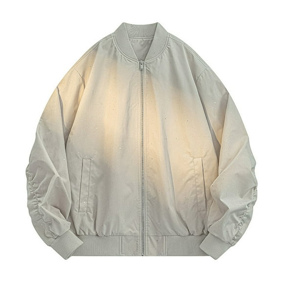 Tawop Men Jacket Long Sleeve Hoodless Loose Casual Sequin Mens Fall Jackets,Khaki,3XL