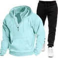 thumbnail image 1 of Tawop Men Jacket Long Sleeve with Hood Casual Solid Sets Mens Gift,Light Blue,L, 1 of 5