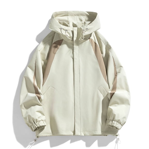 Tawop Men Jacket Sweatshirt Long Sleeve Zip with Hood Casual Trendy Mens Clothes,Khaki,L