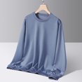 thumbnail image 1 of Tawop Men Shirts Crew Neck Long Sleeve Pullover Solid Loose Casual Blue M, 1 of 3
