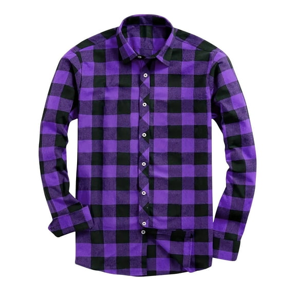 Tawop Men's & Big Men's Flannel Plaid Shirts Buttons Long Sleeve Dress Shirts Business Casual Lapel Shirt,S-XXXL