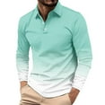 thumbnail image 1 of Tawop Men's & Big Men's Polo Shirts Printed Buttons Gradient Long Sleeve Pullover Shirts Xl, 1 of 7