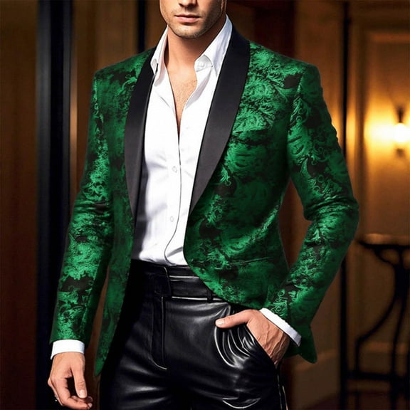 Tawop Men's Jacket Blazers Casual Trendy Solid Mens Clothes,Green,L