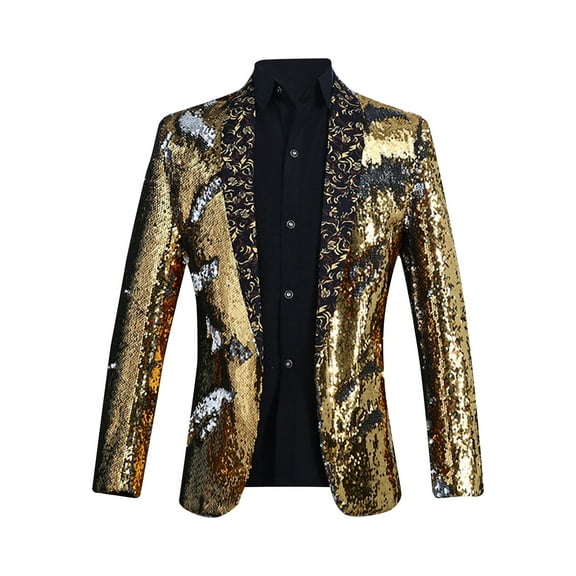 Tawop Men's Jacket Blazers Sequin Stage Costumes Suits Mens Clothes,Gold,3XL