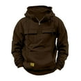 thumbnail image 1 of Tawop Men's Jacket Cargo Sweatshirt Long Sleeve Zip with Hood Outdoor Sports Solid Winter Jackets for Men,Brown,3XL, 1 of 6