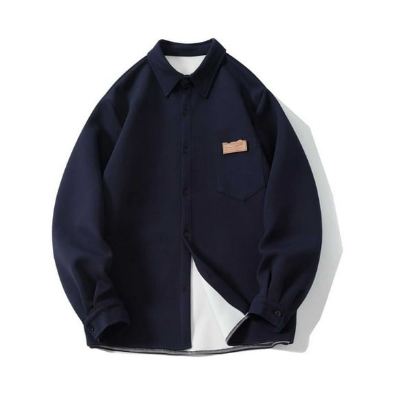 Tawop Men's Jacket Long Sleeve Hoodless Casual Solid Mens Clothes,Navy,L