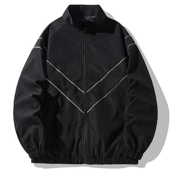 Tawop Men's Jacket Long Sleeve Hoodless Casual Trendy Sports Mens Gift,Black,3XL