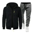 thumbnail image 1 of Tawop Men's Jacket Long Sleeve with Hood Casual Sports Solid Sets Mens Gift,Black,XL, 1 of 5