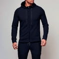 thumbnail image 1 of Tawop Men's Jacket Sweatshirt Long Sleeve with Hood Casual Solid Mens Clothes,Navy,2XL, 1 of 7