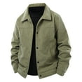 thumbnail image 1 of Tawop Men's Jacket Thick Long Sleeve Corduroy Solid Mens Clothes,Army Green,M, 1 of 8