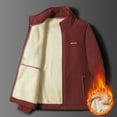 thumbnail image 1 of Tawop Men's Jacket Thick Stand Collar Long Sleeve Fleece Hoodless Casual Winter Mens Fall Jackets,Wine,L, 1 of 9