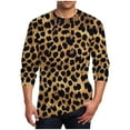 thumbnail image 1 of Tawop Men's T-Shirts Crew Neck Long Sleeve Pullover Graphic Leopard Workout Casual Coffee L, 1 of 4