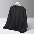 thumbnail image 1 of Tawop Men's T-Shirts Crew Neck Long Sleeve Pullover Solid Loose Casual Black L, 1 of 8