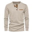 thumbnail image 1 of Tawop Mens Casual Shirts Crew Neck Long Sleeve Quarter Zip Casual Winter Beige L, 1 of 3