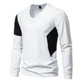 thumbnail image 1 of Tawop Mens Casual Shirts Long Sleeve Pullover V Neck Casual White L, 1 of 5