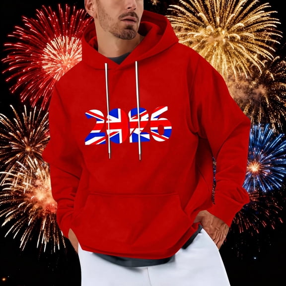 Tawop Mens Clothes Long Sleeve Pullover Drawstring Graphic Casual Sweatshirt