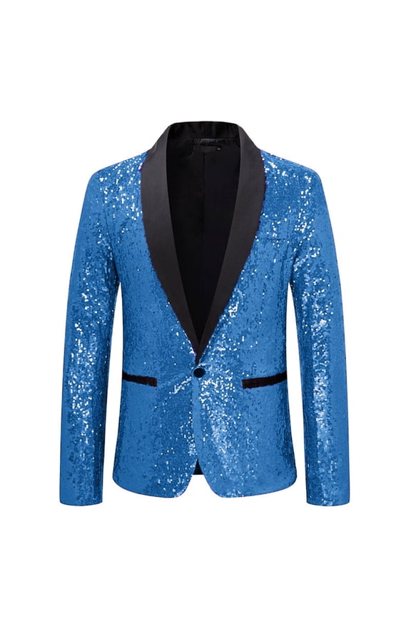 Mens Coats Blazers Sequin Stage Costume Solid Mens Clothing,Blue,M
