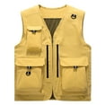 thumbnail image 1 of Tawop Mens Coats Cargo Vest Sleeveless Thin Hoodless Loose Casual Outdoor Hiking Sports Mens Gift,Yellow,2XL, 1 of 3