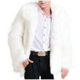 thumbnail image 1 of Tawop Mens Coats Faux Fur Thermal Long Sleeve Zip Hoodless Casual Winter Jackets for Men,White,L, 1 of 3