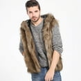 thumbnail image 1 of Tawop Mens Coats Faux Fur Thermal Sleeveless with Hood Casual Solid Winter Jackets for Men,Yellow,S, 1 of 8