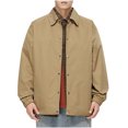 thumbnail image 1 of Tawop Mens Coats Lightweight Bomber Long Sleeve Hoodless Loose Casual Mens Gift,Khaki,M, 1 of 3