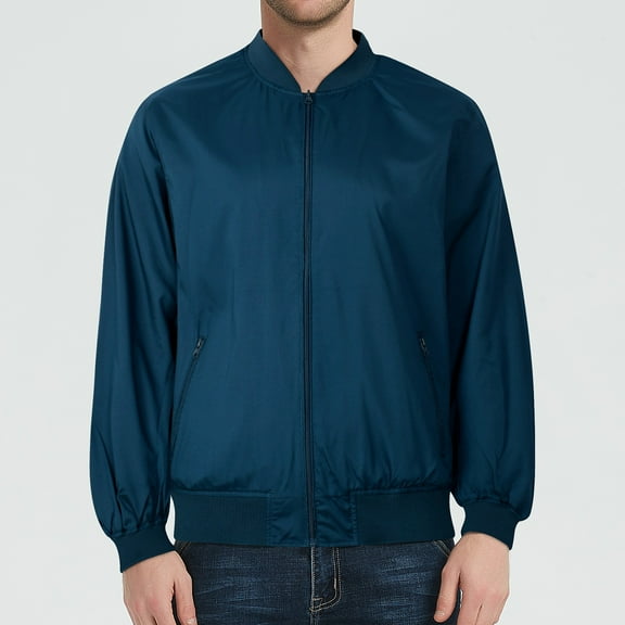 Tawop Mens Coats Lightweight Long Sleeve Thin Hoodless Casual Outdoor Solid Mens Clothes,Dark Blue,M