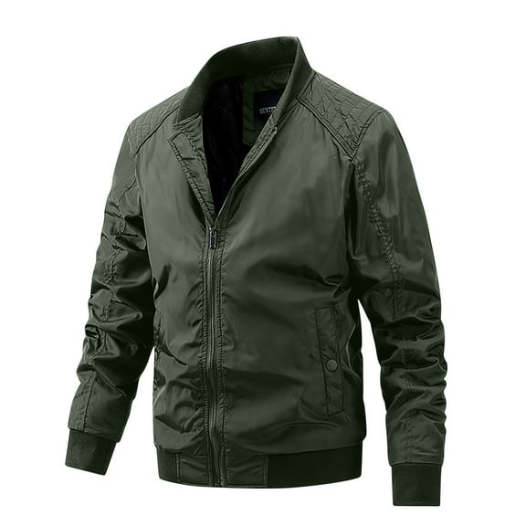 Tawop Mens Coats Long Sleeve Hoodless Loose Casual Solid Mens Clothes,Green,M