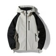 thumbnail image 1 of Tawop Mens Coats Long Sleeve Zip with Hood Loose Casual Mens Clothes,Khaki,3XL, 1 of 9