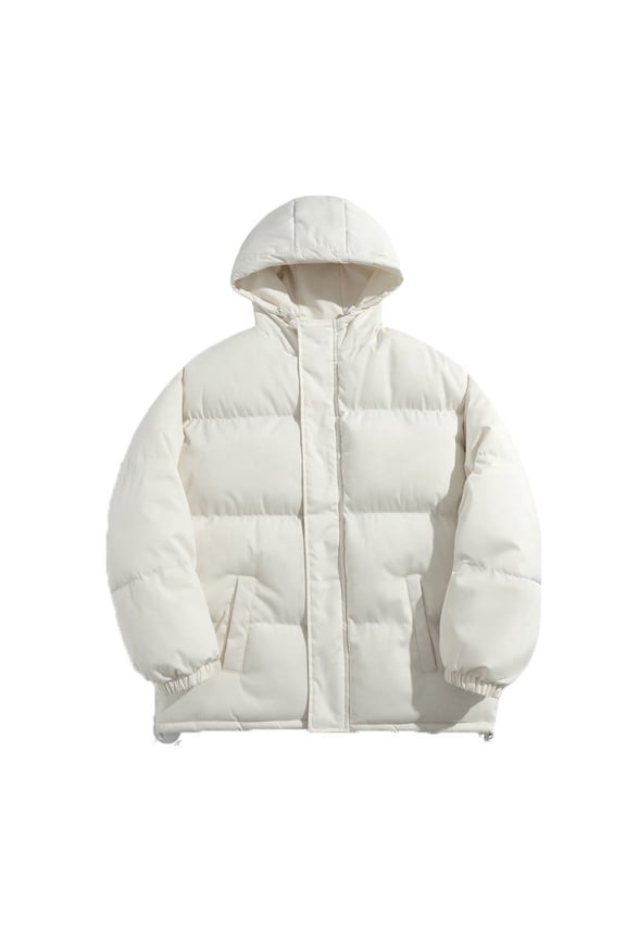 Mens Coats Thermal Cotton Long Sleeve Pockets Loose Casual Crop Mens Clothes,White,XL