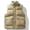 thumbnail image 1 of Tawop Mens Coats Vest Thermal Sleeveless Zip Hoodless Pockets Casual Trendy Mens Gift,Khaki,L, 1 of 4