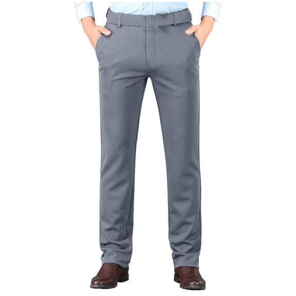 Tawop Mens Dress Pants ,Men's Pants Solid Color Casual Business Relaxed Fit Pants for Men Long Gray 40